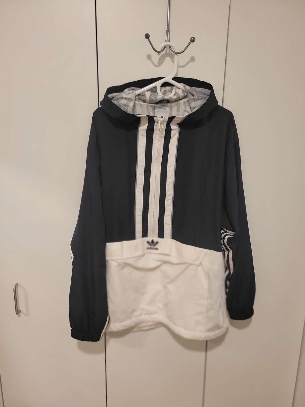 Adidas Black & White Hooded Windbreaker